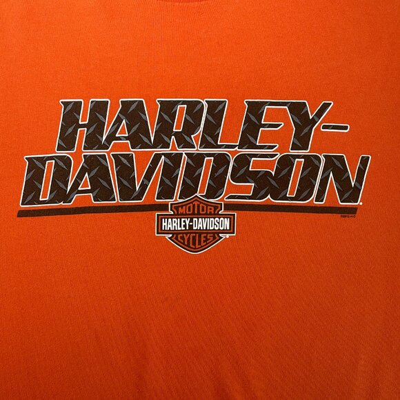VINTAGE Harley Davidson Orlando, FL T-Shirt | Men's XL | Orange - Picture 3 of 7